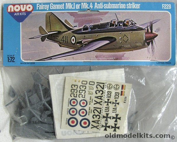 Novo 1/72 Fairey Gannet Mk.1 or Mk.4 - FAA HMS Ocean 1956 or 1 Marinefliegergeschwader Kreigsmarine 1958 - Bagged - (ex-Frog), F228 plastic model kit